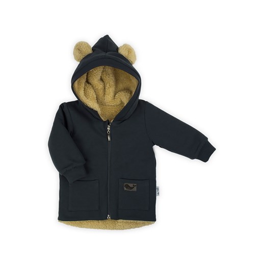 Ciepła kurtka niemowlęca grafitowa z futerkiem z kapturem ze sklepu 5.10.15 w kategorii Kombinezony i kurtki - zdjęcie 169725096
