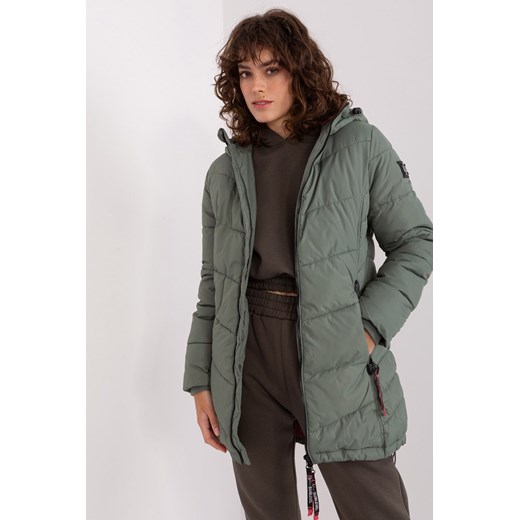 Khaki pikowana kurtka zimowa z kapturem SUBLEVEL ze sklepu 5.10.15 w kategorii Kurtki damskie - zdjęcie 169725149