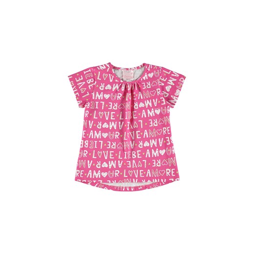 Różowy t-shirt dziewczęcy w napisy ze sklepu 5.10.15 w kategorii Bluzki dziewczęce - zdjęcie 169725636