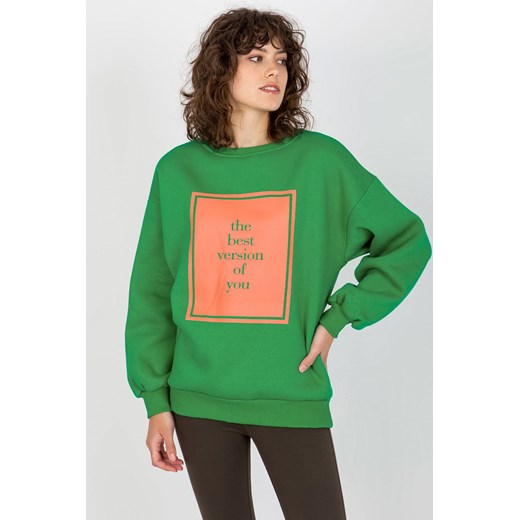 Zielona dresowa bluza oversize z nadrukiem ze sklepu 5.10.15 w kategorii Bluzy damskie - zdjęcie 169725807