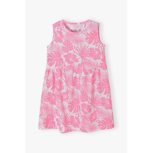 Bawełniana sukienka niemowlęca w różowe roślinne wzory 5.10.15. 74 5.10.15 promocyjna cena