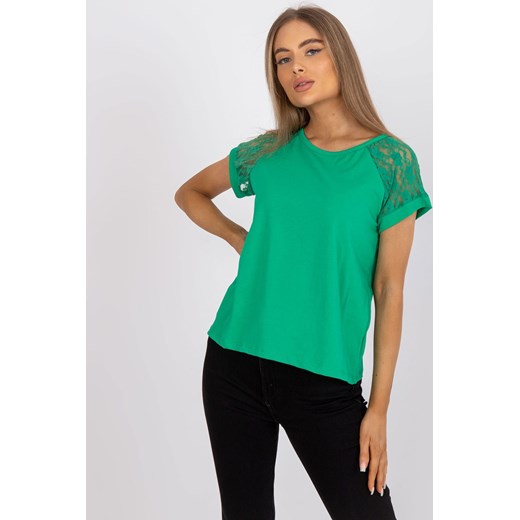 Koszulka damska z ozdobnym rękawem - zielony ze sklepu 5.10.15 w kategorii Bluzki damskie - zdjęcie 169726278