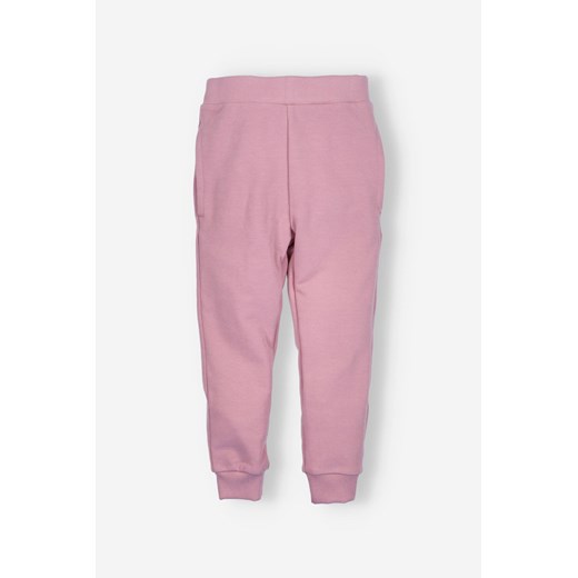 Spodnie dresowe dziewczęce ze ściągaczem - I Love Colors - różowe ze sklepu 5.10.15 w kategorii Spodnie dziewczęce - zdjęcie 169726297