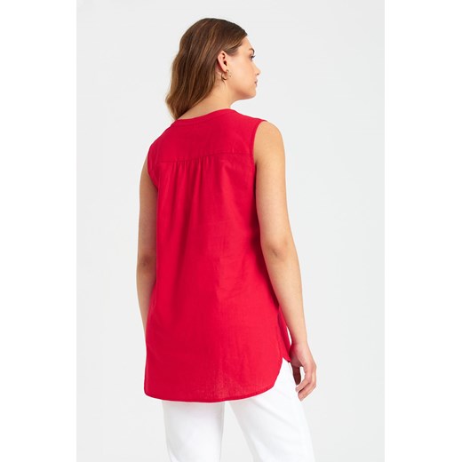Czerwona bluzka damska z dodatkiem lnu Greenpoint 40 5.10.15 promocja