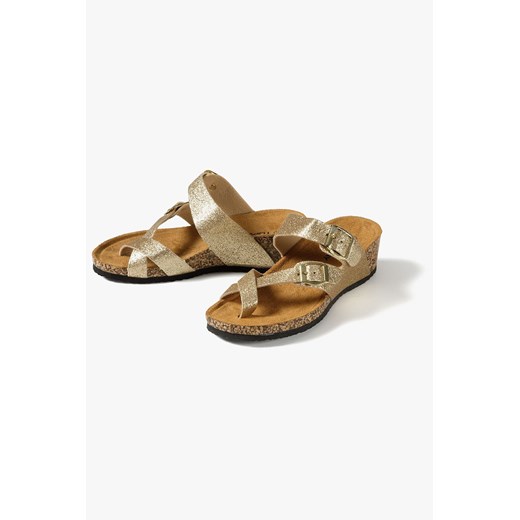 Sandały damskie złote na koturnie ze sklepu 5.10.15 w kategorii Klapki damskie - zdjęcie 169726678