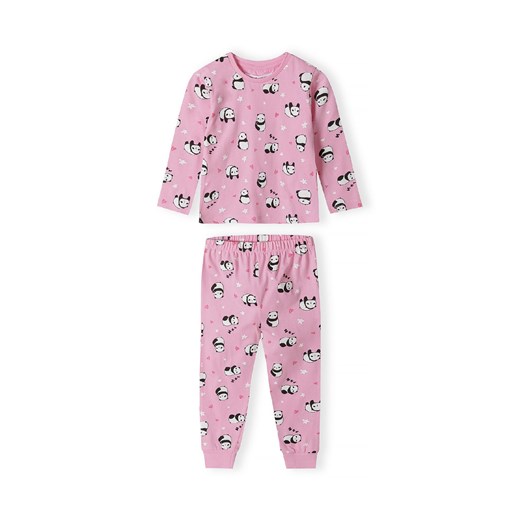 Piżama z długim rękawem oraz nadrukiem w misie pandy dla dziewczynki 	2-pack Minoti 146/152 okazyjna cena 5.10.15