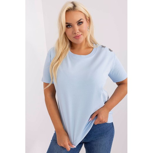 Jasnoniebieska bawełniana bluzka plus size ze sklepu 5.10.15 w kategorii Bluzki damskie - zdjęcie 169726767