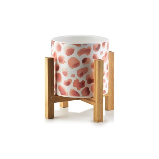 AVA Doniczka ceramiczna na drewnianym stojaku ze sklepu 5.10.15 w kategorii Doniczki i osłonki - zdjęcie 169726769