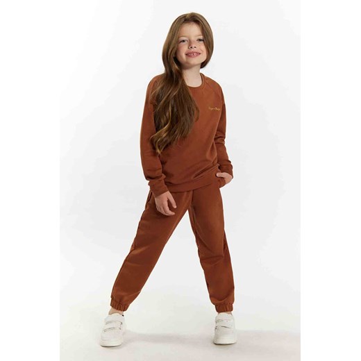 Komplet dresowy dziewczęcy - bluza i spodnie dresowe - brązowy ze sklepu 5.10.15 w kategorii Dresy dziewczęce - zdjęcie 169727317