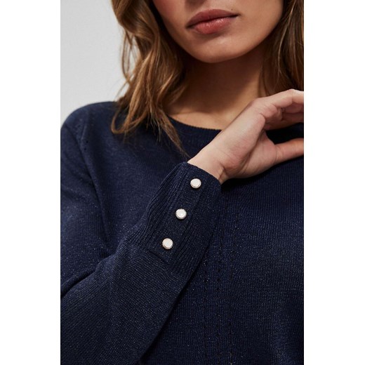 Granatowy sweter damski z metaliczną nitką XL wyprzedaż 5.10.15
