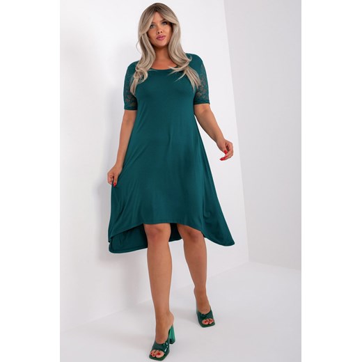 Ciemnozielona asymetryczna sukienka plus size ze sklepu 5.10.15 w kategorii Sukienki - zdjęcie 169727619