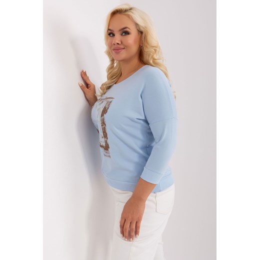 Bluzka plus size z printem jasny niebieski ze sklepu 5.10.15 w kategorii Bluzki damskie - zdjęcie 169727855