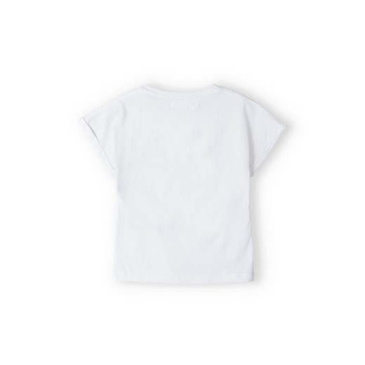 Biała koszulka dla dziewczynki bawełniana z nadrukiem palm Minoti 98/104 5.10.15