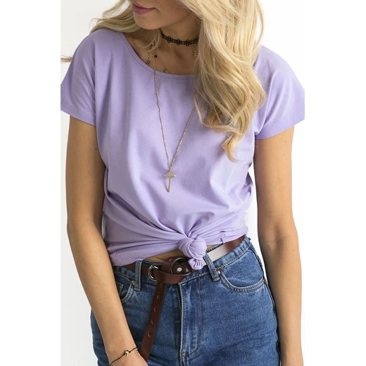 Gładki t-shirt bawełniany damski - fioletowy Basic Feel Good XL 5.10.15
