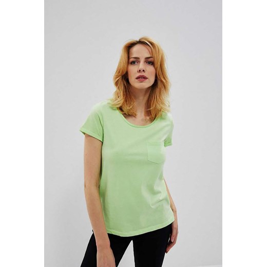 T-shirt damski z kieszonką jasnozielony ze sklepu 5.10.15 w kategorii Bluzki damskie - zdjęcie 169728138