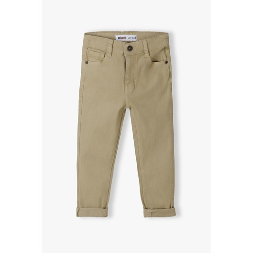 Brązowe spodnie z bawełny dla niemowlaka ze sklepu 5.10.15 w kategorii Spodnie i półśpiochy - zdjęcie 169728198