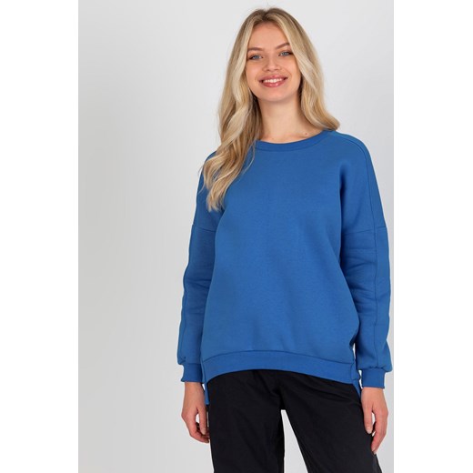 Ciemnoniebieska dresowa bluza basic z długim rękawem ze sklepu 5.10.15 w kategorii Bluzy damskie - zdjęcie 169728299