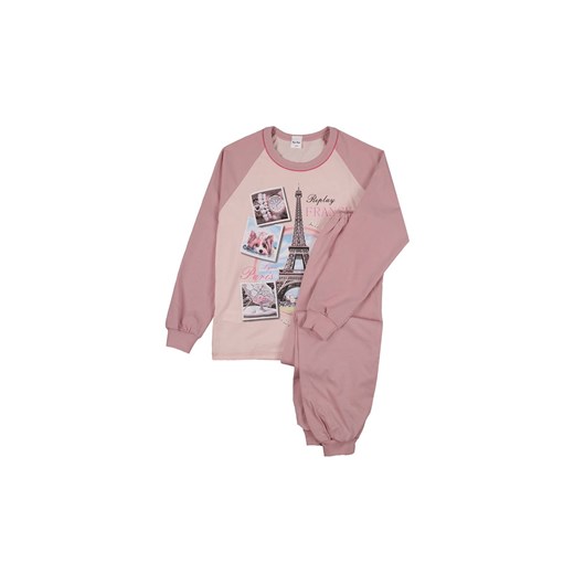 Dziewczęca piżama pudrowa Paryż ze sklepu 5.10.15 w kategorii Piżamy dziecięce - zdjęcie 169728319