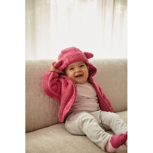 Różowy polar niemowlęce rozpinany z kapturem ze sklepu 5.10.15 w kategorii Bluzy i swetry - zdjęcie 169728485