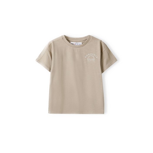 Beżowa koszulka bawełniana dla niemowlaka z napisami ze sklepu 5.10.15 w kategorii Koszulki niemowlęce - zdjęcie 169728555