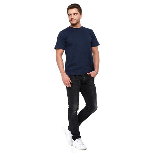 Bawełniany t -shirt męski z okrągłym dekoltem - 2 pak - granatowy - czarny ze sklepu 5.10.15 w kategorii T-shirty męskie - zdjęcie 169728598