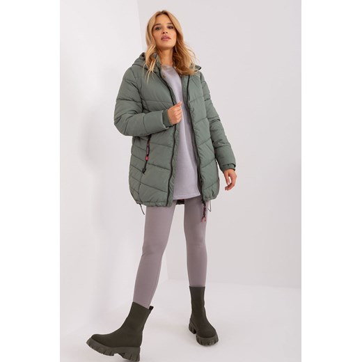 Khaki kurtka zimowa z kapturem SUBLEVEL ze sklepu 5.10.15 w kategorii Kurtki damskie - zdjęcie 169728618