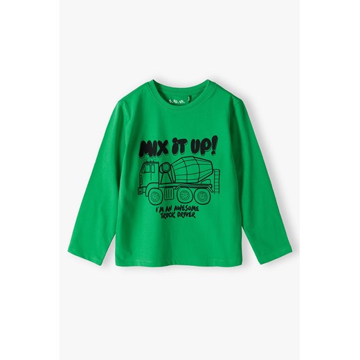 Zielona bluzka z samochodem - długi rękaw - 5.10.15. ze sklepu 5.10.15 w kategorii T-shirty chłopięce - zdjęcie 169728675