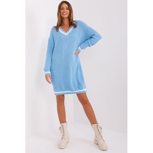 Sukienka dzianinowa z długim rękawem jasno niebieski ze sklepu 5.10.15 w kategorii Sukienki - zdjęcie 169728779