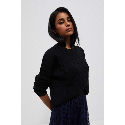Damski sweter czarny z ozdobnym splotem ze sklepu 5.10.15 w kategorii Swetry damskie - zdjęcie 169729097