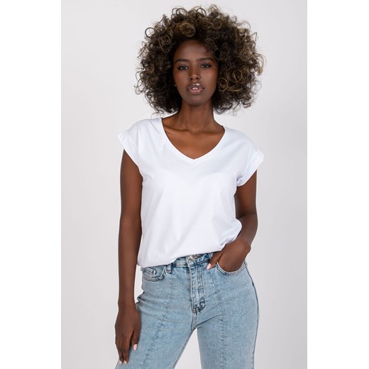 Gładki t-shirt bawełniany damski - biała ze sklepu 5.10.15 w kategorii Bluzki damskie - zdjęcie 169729196