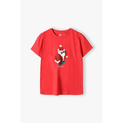 Świąteczny t- shirt męski - czerwony z napisem Santa is here Family Concept By 5.10.15. XL 5.10.15 okazja