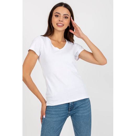 Biały gładki t-shirt  z bawełny ze sklepu 5.10.15 w kategorii Bluzki damskie - zdjęcie 169729887