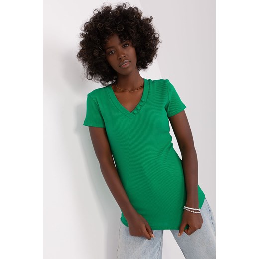 Zielona dopasowana bluzka damska basic w prążek ze sklepu 5.10.15 w kategorii Bluzki damskie - zdjęcie 169730415