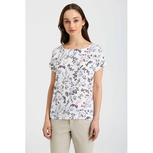 T-shirt damski z wiskozy we wzorki ze sklepu 5.10.15 w kategorii Bluzki damskie - zdjęcie 169730535