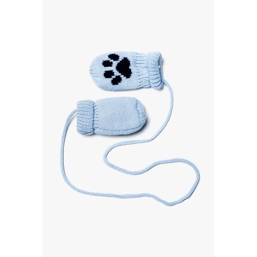 Rękawiczki na sznurku z polarowym podszyciem z łapkami - niebieskie ze sklepu 5.10.15 w kategorii Rękawiczki dziecięce - zdjęcie 169730576