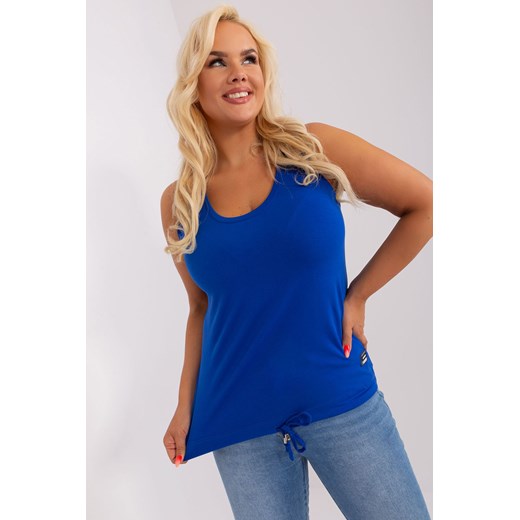 Kobaltowy damski top plus size z bawełny ze sklepu 5.10.15 w kategorii Bluzki damskie - zdjęcie 169730636