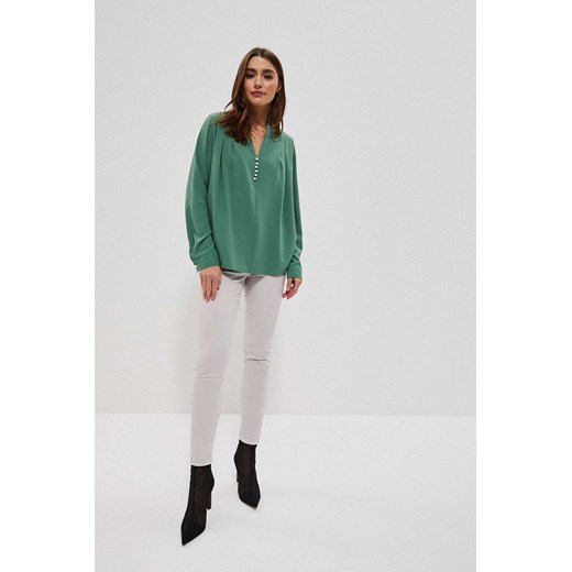 Koszula damska z ozdobną aplikacją - zielona ze sklepu 5.10.15 w kategorii Bluzki damskie - zdjęcie 169730939