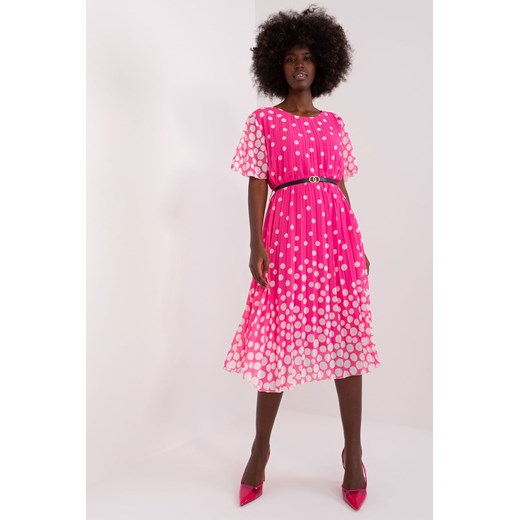 Różowo-biała sukienka damska midi w grochy ze sklepu 5.10.15 w kategorii Sukienki - zdjęcie 169730985