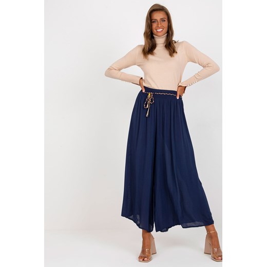 Granatowe spodnie z materiału palazzo Surie OCH BELLA ze sklepu 5.10.15 w kategorii Spodnie damskie - zdjęcie 169731026