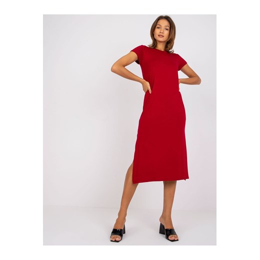 Czerwona sukienka midi z rozporkiem Basic Feel Good M 5.10.15