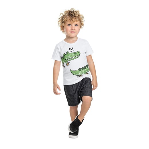 Komplet chłopięcy t-shirt z krokodylem i spodenki ze sklepu 5.10.15 w kategorii Komplety chłopięce - zdjęcie 169731175