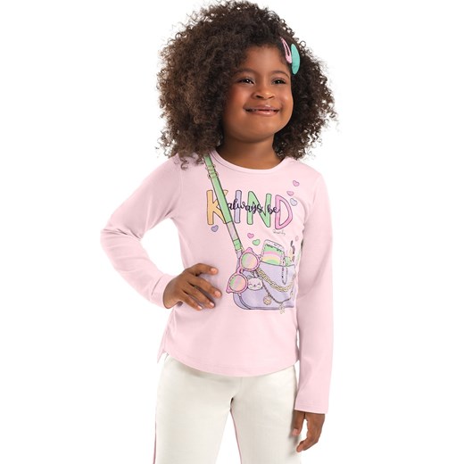 Bawełniana koszulka dla dziewczynki z długim rękawem ze sklepu 5.10.15 w kategorii Bluzki dziewczęce - zdjęcie 169731415