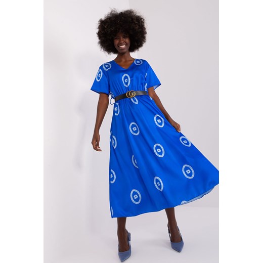 Ciemnoniebieska midi sukienka damska koktajlowa z paskiem Italy Moda one size 5.10.15