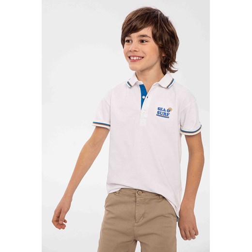 Biała chłopięca bluzka polo z krótkim rękawem ze sklepu 5.10.15 w kategorii T-shirty chłopięce - zdjęcie 169731569