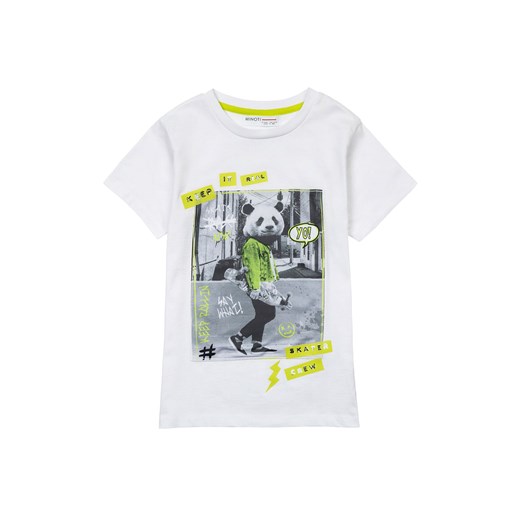 Bawełniany biały t-shirt dla chłopca z nadrukiem pandy ze sklepu 5.10.15 w kategorii T-shirty chłopięce - zdjęcie 169731808