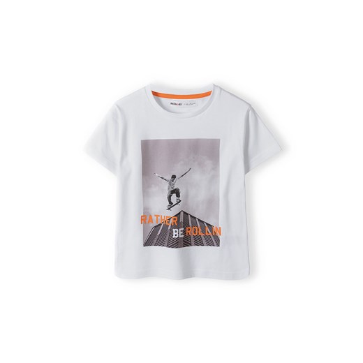 Biały t-shirt bawełniany dla chłopca z nadrukiem ze sklepu 5.10.15 w kategorii T-shirty chłopięce - zdjęcie 169731828