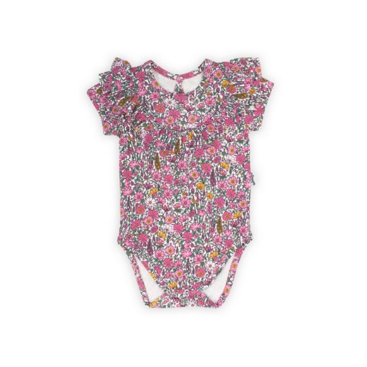 Body bawełniane dziewczęce z krótkim rękawem w kwiatki Lea ze sklepu 5.10.15 w kategorii Body niemowlęce - zdjęcie 169731898