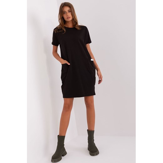 Czarna dresowa sukienka basic z krótkim rękawem Relevance S/M 5.10.15