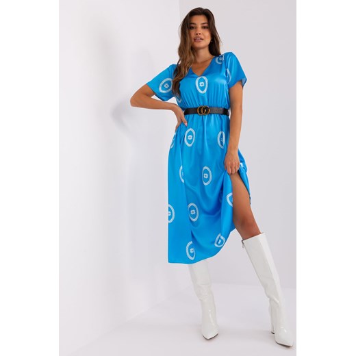 Niebieska sukienka damska koktajlowa z dekoltem V ze sklepu 5.10.15 w kategorii Sukienki - zdjęcie 169731979