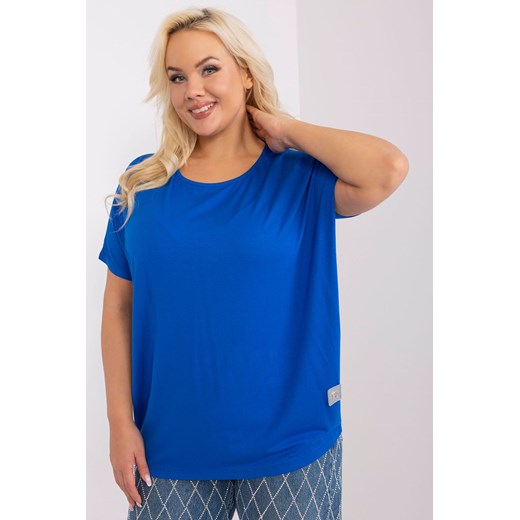Gładka bluzka plus size z naszywką ciemny niebieski ze sklepu 5.10.15 w kategorii Bluzki damskie - zdjęcie 169732065